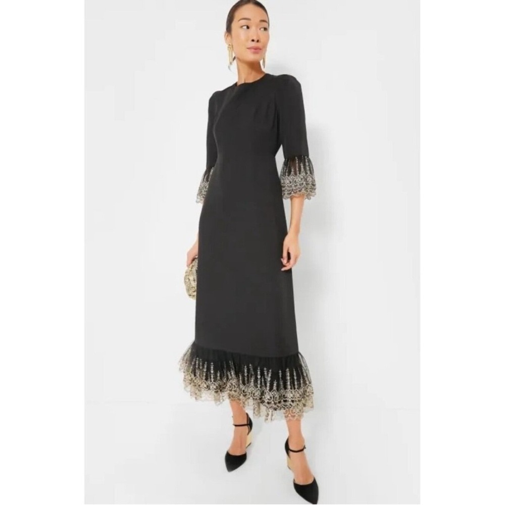 Tuckernuck Pomander Place Black Lillith Lilith Gold Lace Midi Dress NWT Large! - Picture 6 of 8